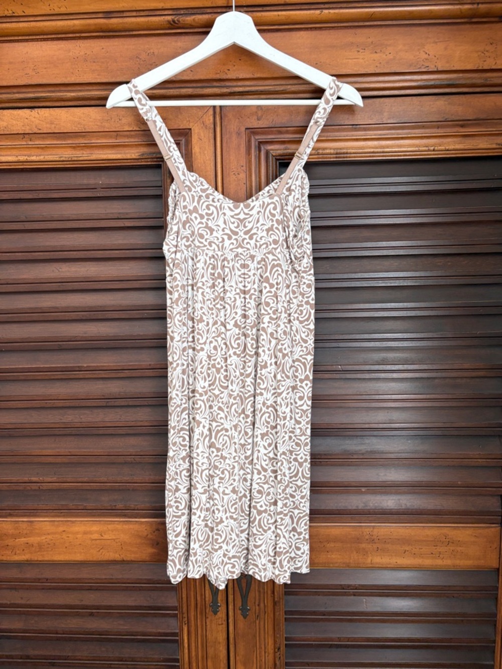 Soma Beige and White Printed Sleep Dress Medium - Picture 2 of 3